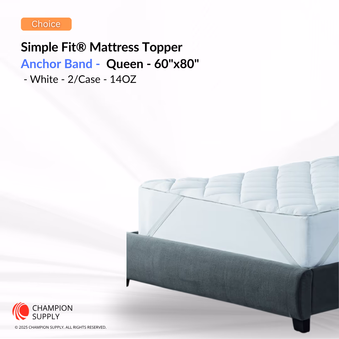 Simple Fit® 14oz Fitted Mattress Topper, 60x80" Queen, Case Of 4